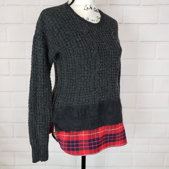 Madewell Merino Wool Sweater With Plaid Size S - Picture 2 of 7